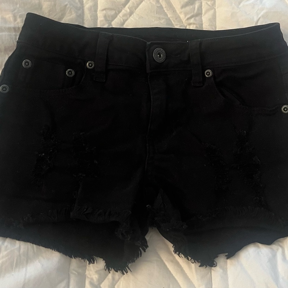 Vintage Havana Black Distressed Kids Shorts